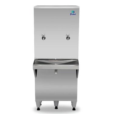 Imagem de Bebedouro Industrial de Coluna Frisbel 50 Litros 1 Torneira Gelada e 1 Natural Inox - 220V