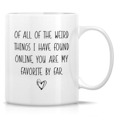 Imagem de Retreez Caneca engraçada de namoro online - Caneca You Are My Favorite By Far - Caneca de café ou chá de cerâmica de 325 ml para namorado ou namorada - Presente de aniversário ou dia dos namorados