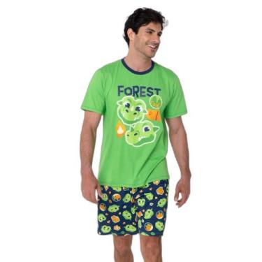 Imagem de Pijama Manga Curta Algodão Masculino Dragão Camping - Puket, GG