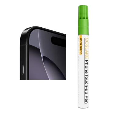 Imagem de COSLAKE Tinta de retoque de titânio preto para iPhone 16 Pro/16 Pro Max, reparo de arranhões de pintura lateral de telefone, solução rápida e fácil de reparar, caneta removedor de arranhões com 1 peça