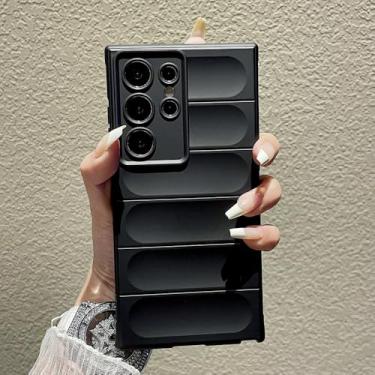 Imagem de Capa de silicone fosco de luxo com listras 3D macias para Samsung S24 S23 S22 S21 Ultra Plus A73 A55 A54 A53 A35 A33, capa traseira preta para Galaxy S22Plus