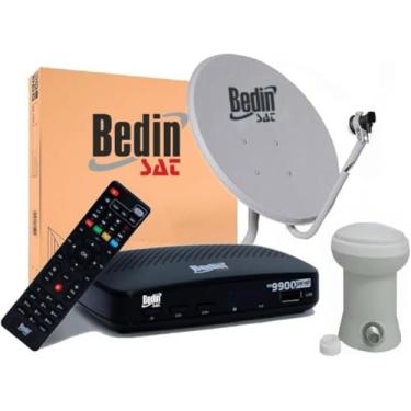 Imagem de Kit Nova Antena Parabólica Digital 60cm Bedinsat C/Receptor e Lnbf Simples