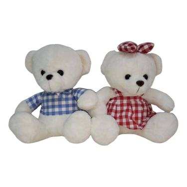 Imagem de Kit 2 Ursinhos De Pelúcia Casal Bebê 30Cm