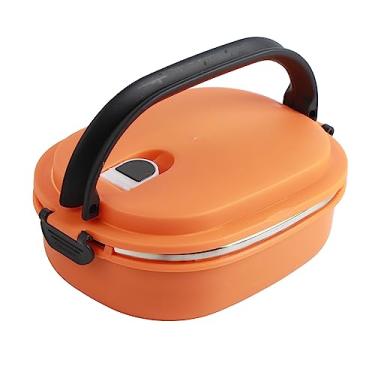 Imagem de QANYEGN 1 Layer Leakproof Food Container, Stainless Steel Insulated Food Storage, 1 Layer Portable Stackable Lunch Box with Lids Orange for Outdoor
