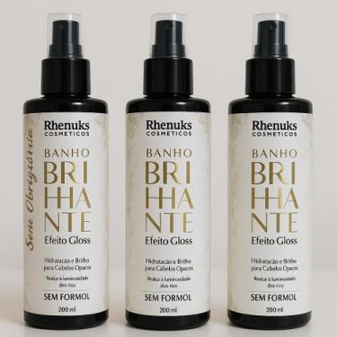 Imagem de Kit 3x Spray Banho Brilhante Rhenuks  Efeito Gloss, Brilho Imediato e 