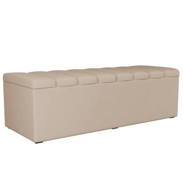 Imagem de Calçadeira Recamier Baú Para Cama De Casal King Dália 195x50 Cm W01 Suede Bege - Lyam
