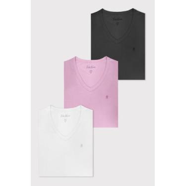 Imagem de Kit 3 Camisetas Femininas Gola v Polo Wear Sortido, Sortido, M