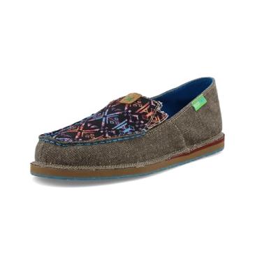 Imagem de Twisted X Mocassim feminino sem cadarço ecoTWX, Eco Dust & Blue Aztec, 7.5 Narrow
