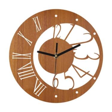 Imagem de Kuntesetty Relógio de parede nórdico decorativo criativo fácil relógio de parede sem -taque para quarto infantil berçário casa de fazenda, Madeira