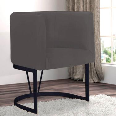 Imagem de Kit 09 Poltrona Cadeira Aurora Luxo Confort Industrial Ferro Preto Suede Cinza