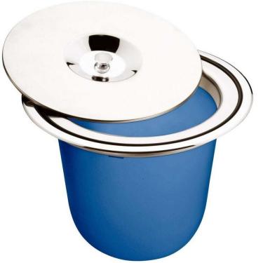 Imagem de Lixeira De Embutir Para Granito Tramontina Com Tampa Clean 8 Litros Inox Com Azul