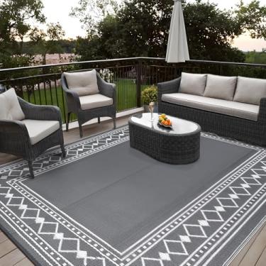 Imagem de Tapete externo impermeável para decoração de pátio 20 x 25 cm tapete de palha de plástico reversível, tapetes de acampamento para decoração ao ar livre, trailer, quintal, deck, varanda, piquenique