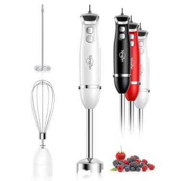 Imagem de sangcon Liquidificador De Imersão Portátil Sangcon, Elétrico 3 Em 1, 400 W, Lâmina Aço Inoxidável Com Batedor, Acessórios Para Espuma Leite - Branco