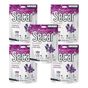 Imagem de 5 Antimofo Secar 250g Proliferação De Fungos Bolores Maus Odores Roupas Calçados Objetos Armazenados Ambiente Úmido Fechado Sem Ventilação (Lavanda)