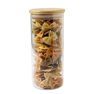 Imagem de Cestari Recipientes De Vidro Para Armazenamento Alimentos, Potes Com Tampa Hermética Bambu, 24 Oz, 700 Ml, Recipiente Organização Despensa Grãos E Arroz, Terrário, Especiarias, Café, Chá, Açúcar