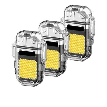 Imagem de Isqueiro Elétrico Recarregável USB com Luz LED Portátil para Viagens (3 PCS)