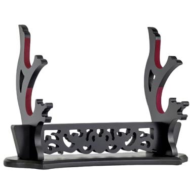 Imagem de FLURSAILE Suporte Para Espadas Com Padrão Vazado, Exibição De Varinhas Katana, Samurai (2 Níveis)