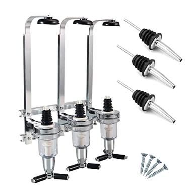Imagem de MUGLIO Suporte Para Dispensador De Bebidas Alcoólicas Com 3 Garrafas, Montado Na Parede, Bebidas, Vinhos, Destilados, Bar Aço, Ótica Festas, Casa, Mordomo, Cerveja, Coquetel, Dosadores (3 Garrafas)