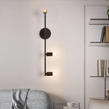 Imagem de Yenigy Luminária Vintage Preta Fosca Com 3 Luzes, Arandelas De Parede Para Quarto, Luzes Montagem Modernas, Corredor Varanda, Sala Estar, Espelho Banheiro (Base E26) (Preta, 1)
