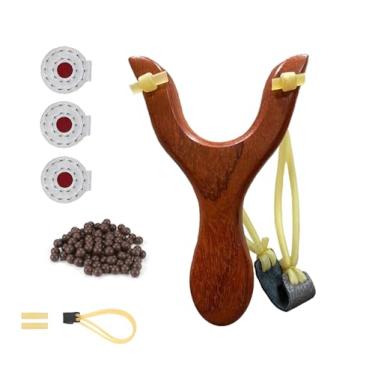 Imagem de NISPOTDOR Estilingue Para Adultos E Crianças, Estilingues De Caça Profissionais Com Construção Clássica Em Madeira