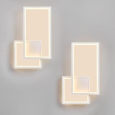 Imagem de FDPBY Aplique De Parede Moderno Led Branco Com Duas Lâmpadas Reguláveis 3000K, 18W, Luminária Simples Alumínio Para Quarto, Sala Estar, Corredor, Escadas