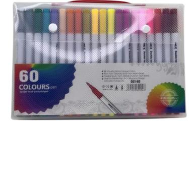 Imagem de Kit 60 Canetas Brush Pen Com Ponta Duplas Mais card Bobie Good