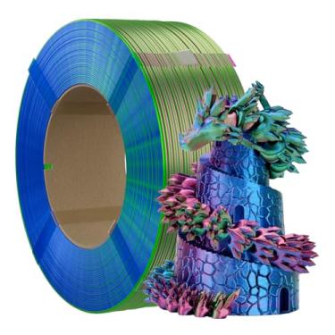 Imagem de Chitu Systems Refil de filamento de impressora 3D sem carretel 1,75 mm, seda tricolor vermelho azul verde 1 kg/2,2 lb adequado para carretel reutilizável de laboratório bambu