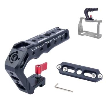 Imagem de Mechrig Alça superior com controle deslizante para gaiola de câmera – Pega de alumínio leve com roscas de 0,6 cm, 3/20.3 cm, suporte para sapata fria e pino de localização Arri para câmeras DSLR
