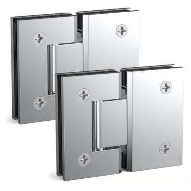 Imagem de AatrixQuayn Dobradiças de porta de chuveiro de vidro de 180 graus, dobradiças de porta de chuveiro de vidro sólido resistente para vidro temperado de 5/40.6 cm (8 mm) - 12 mm (1/5.1 cm) de espessura