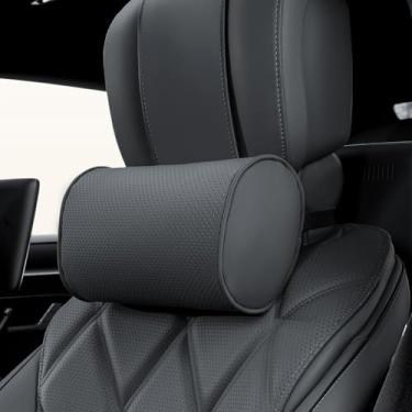 Imagem de Dapucarin Travesseiro de encosto de cabeça de carro para dirigir - couro de luxo 100% espuma de memória, suporte ergonômico para pescoço - travesseiro de viagem de ajuste universal para a maioria dos