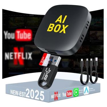 Imagem de Adaptador automotivo 3 em 1 sem fio para carro e Android, converte adaptador Carplay com fio para sem fio, suporte Ai Box Netflix YouTube espelhamento TF cartão e USB, caixa de vídeo de carro para