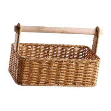 Imagem de IEUDNS Cesta de armazenamento portátil, organizador de talheres, recipiente para artigos diversos, lixeira de cozinha, cesta retangular de frutas para, 26.5 Cm X 14 Cm X 17