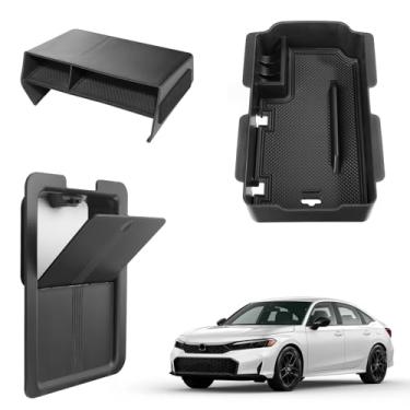 Imagem de Spotrim 3 peças compatíveis com acessórios Honda Civic Estojo de armazenamento para console central, bandeja de apoio de braço, porta-luvas, organizador oculto para acessórios Civic 2026, 2025, 2024