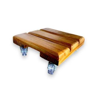 Imagem de Suporte De Madeira P/ Vasos Quad 35cm Rodízio - FUNDITEX