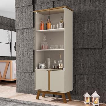 Imagem de Cristaleira Com Portas De Vidro Tiffany Off White Cinamomo