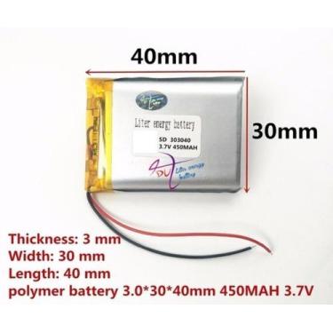 Imagem de Bateria 3,7v 450mah 3mm X 30mm X 40mm  C/2 Fios - - bgb