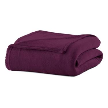 Imagem de CAMESA Manta Cobertor Casal Microfibra Dupla Face 180x220cm Berinjela/Bordô 100% Poliéster, Manta para sofá, Manta para Cama de Casal e Solteiro, Macia