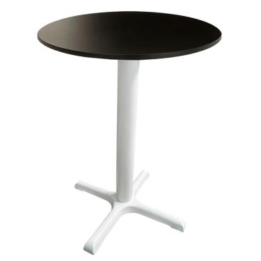 Imagem de Mesa ômega Ferro Branco 74 Cm (alt) Base Em X Tampo Mdp Redondo Preto 80 Cm (larg) X 2,50 Cm (alt)