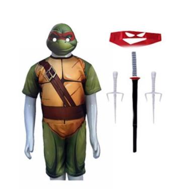 Imagem de Fantasia Roupa Infantil Tartarugas ninjas Com Acessórios e Máscara 3D 