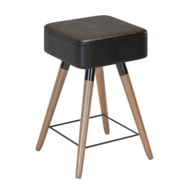 Imagem de Banco Baixo Retrô Quadrado Charlie Preto