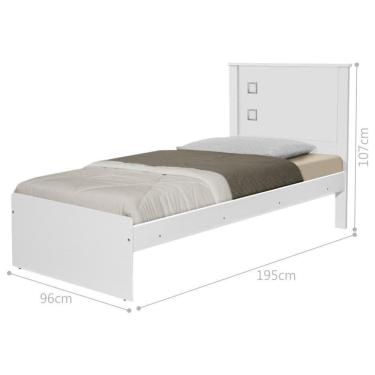 Imagem de Cama Solteiro Com Cabeceira Barcelona Branco