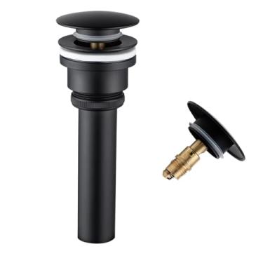 Imagem de SEABEFORE Tampa De Drenagem Pop-Up Uso Duplo, Pia Banheiro Preta Fosca, Para Com Ou Sem Furo Transbordamento