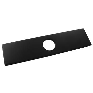 Imagem de Biaungdo Placa de cobertura de furo de 25,4 cm, placa de escudo preto fosco placa de torneira de banheiro de aço inoxidável placa de cobertura retangular para torneira de pia de banheiro de 1 ou 3