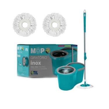 Imagem de Mop Giratorio Cesto Inox Alça Flexivel + 2 Refil - UTIL