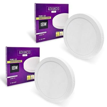 Imagem de 2x Painel Plafon Led 18W Redondo Sobrepor 6500K Branco Frio