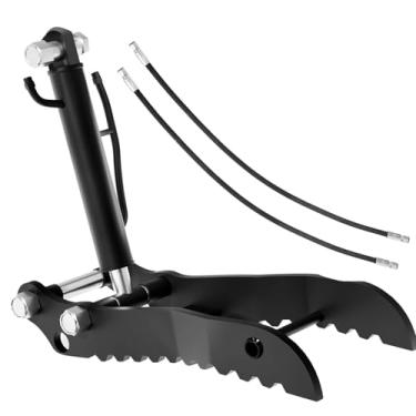 Imagem de Clipe de polegar hidráulico para acessórios de mini escavadeira – Polegar de garra de metal com 2 mangueiras M14 e 2 parafusos, design de furo único para máquinas de 0,8 a 3 toneladas