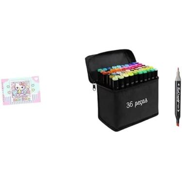 Imagem de Kit Livro De Colorir Capa Dura + Canetinhas Coloridas Touch Marca Texto De 36 Cores – ideal para traços finos e áreas grande (Kit Caneta 36 + Cad Hello Kitty)