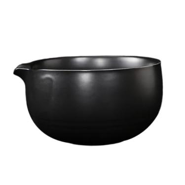 Imagem de ＫＬＫＣＭＳ Tigela de cerâmica Matcha, acessórios para xícaras de chá tradicionais, ferramenta decorativa para fazer chá, chawan para preparação de matcha, Preto