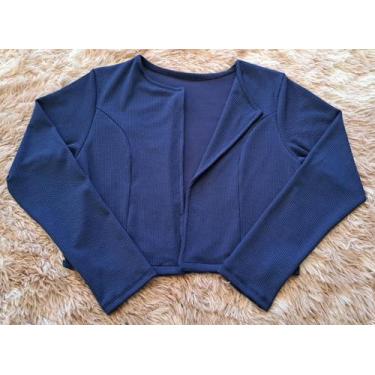 Imagem de Casaquinho Curto Feminino Manga longa blazer - Nagab, Azul marinho, M