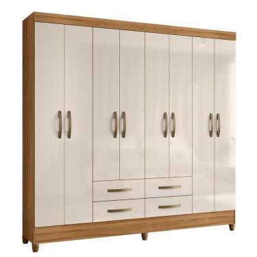 Imagem de Roupeiro 8 Portas 4 Gavetas Texas Freijó Off White